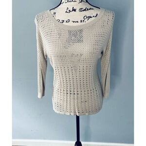 Express Women's Small Knit Taupe Cream Color Pullover Scoop Neck Sweater